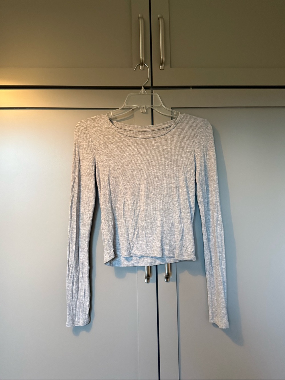 American Eagle soft and sexy long sleeve, gray ribbed top